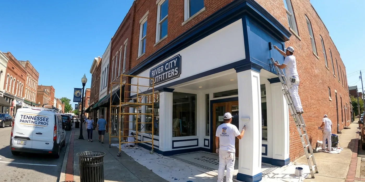 Freshly painted commercial retail storefront in Murfreesboro TN
